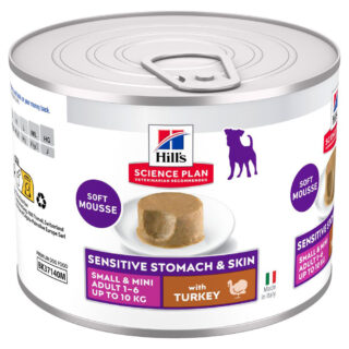 Hill's Science Plan Sensitive Stomach & Skin Small & Mini Mousse - Truthahn (12 x 200 g)