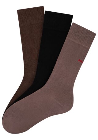 HUGO Underwear Businesssocken "3P RS UNI CC" Packung, 3 Paar tlg. mit kontrastfarbenen HUGO Logo-Schriftzug