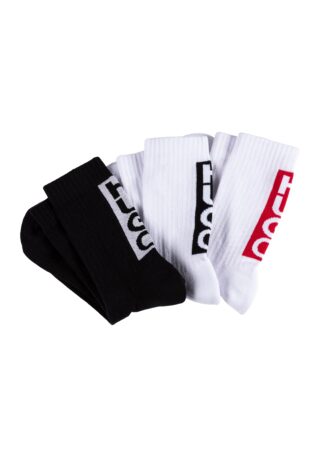HUGO Underwear Freizeitsocken "3P QS BACK LABEL CC" Packung, 3 Stk. tlg. mit kontrastfarbenen Logoschriftzug