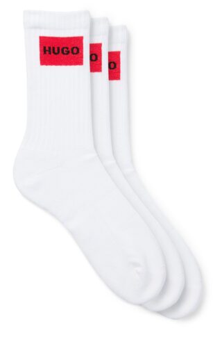 HUGO Underwear Freizeitsocken "3P QS RIB LABEL" Packung, 3er, 3 Paar tlg. mit kontrastfarbenen HUGO Logo