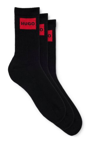 HUGO Underwear Freizeitsocken "3P QS RIB LABEL" Packung, 3er, 3 Stk. tlg. mit kontrastfarbenen HUGO Logo