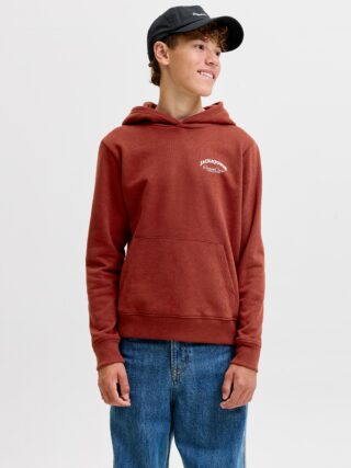 Jack & Jones Junior Kapuzensweatshirt "JJEBRANDES BACKP RELAXED SWEAT H SN JNR", Baumwollmischung, relaxed fit