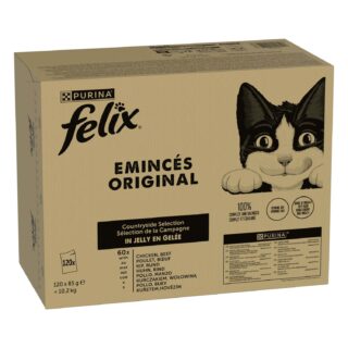 Jumbopack Felix Classic Pouches 120 x 85 g - Fleisch- & Fisch-Mixpaket (4 Sorten)