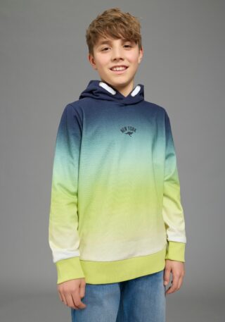 KangaROOS Kapuzensweatshirt "Kapuzenweatshirt mit Batik-Optik", für Jungen, mit Kapuze, mit Batikmuster, aus Baumwolle