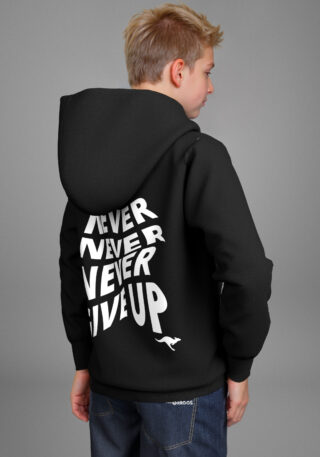 KangaROOS Kapuzensweatshirt "Spruch: NEVER GIVE UP", Sweatshirt mit großem Rückendruck
