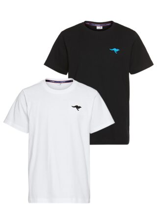 KangaROOS T-Shirt "2er Pack T-Shirts mit kleiner Stickerei" Packung, 2, 2 Stk., 2 T-Shirts mit Stickerei