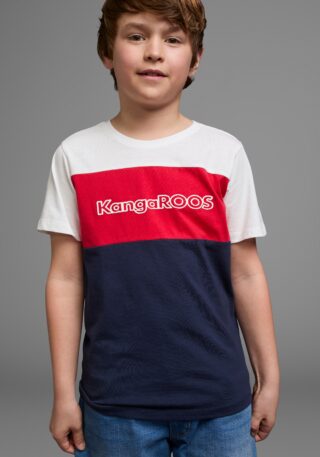 KangaROOS T-Shirt "in Colorblockdesign" Kurzarm, Basic-Passform, bedruckt und mehrfarbig