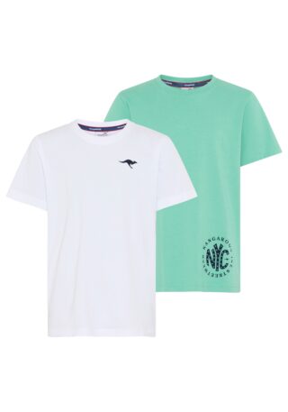 KangaROOS T-Shirt "Kangaroos 2er Pack T-Shirts" Packung, 2, 2 tlg. Basic Passform, mit Rundhalsausschnitt, bedruckt, aus Baumwolle