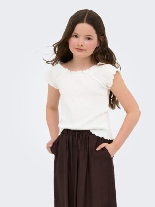 KIDS ONLY Carmenshirt "KOGJOJO LIFE SS TOP JRS" mit gewellten Kanten