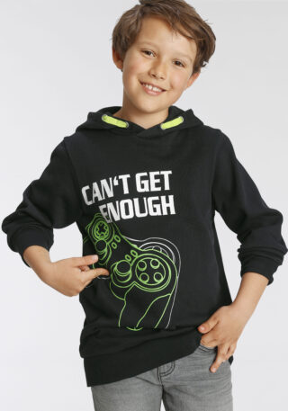 KIDSWORLD Kapuzensweatshirt "CAN´T GET ENOUGH - Spruch", bedrucktes Design, aus Baumwolle