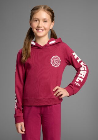 KIDSWORLD Kapuzensweatshirt "Shirt mit Ärmelprint", Langarm, mit stylischem Print, mit Kapuze, aus Baumwolle