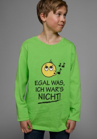 KIDSWORLD Langarmshirt "EGAL WAS, ICH WARS NICHT" Langarm, Basic-Passform, peppiger Aufdruck, Rundhalsausschnitt
