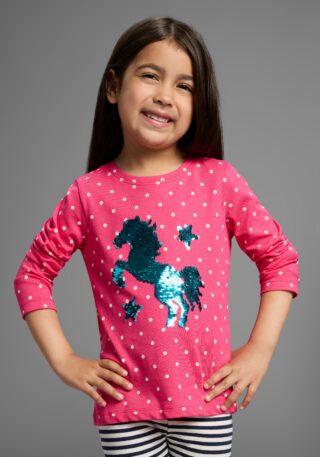 KIDSWORLD Langarmshirt "für kleine Mädchen" Langarm, Basic-Passform, bedruckt, Rundhalsausschnitt