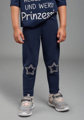 KIDSWORLD Leggings "Süße Leggings mit Sternenapplikation für kleine Mädchen" Warme Leggings mit Sternen, extra-eng geschnittene Slim Fit Form