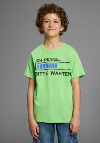 KIDSWORLD T-Shirt "ICH DENKE...BITTE WARTEN" Kurzarm, Basic Passform, mit trendigem Aufdruck