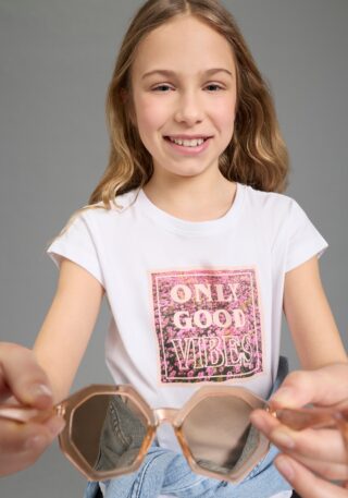 KIDSWORLD T-Shirt "ONLY GOOD VIBES - Druck" Kurzarm, gerade Passform, mit peppigen Statements und Sprüchen