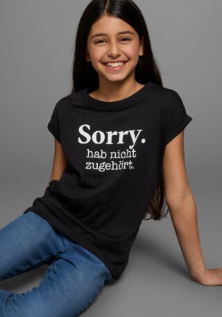 KIDSWORLD T-Shirt "Sorry. hab nicht zugehört." Kurzarm, bedruckt, Rundhalsausschnitt, aus Baumwolle