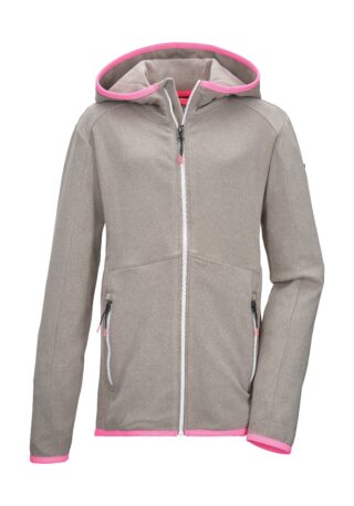 Killtec Strickjacke "KOS 152 GRLS FLX JCKT" Elastische Kinderjacke mit Kapuze und Kinnschutz im Melange-Look