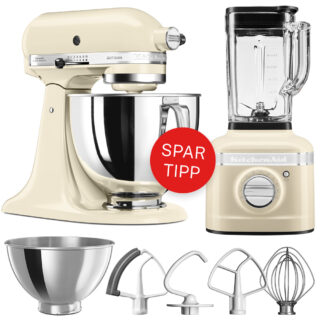 KitchenAid 4,8L Artisan 5KSM175PSEAC & Standmixer K400 Creme/Mandel *Sommer-Deal