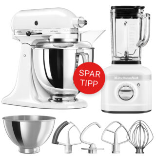 KitchenAid 4,8L Artisan 5KSM175PSEWH & Standmixer K400 weiß *Sommer-Deal