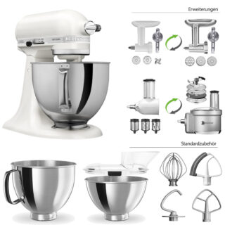 KitchenAid Küchenmaschine 5KSM175PS Fleischwolf Gemüse Set Porzellan Weiß