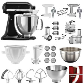 KitchenAid Küchenmaschine Artisan 5KSM175PS Mega-Sommer Set Onyx Schwarz
