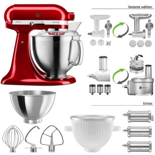 KitchenAid Küchenmaschine Artisan 5KSM185PS Mega-Sommer Set Liebesapfelrot