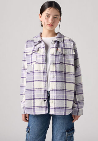 Levis Kids Hemdjacke "LVG OVERSIZED PLAID SHACKET" mit kariertem Fleece, pflegeleicht, Oversized Passform