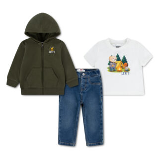Levis Kids Shirt & Hose "LVB 3PC FZ HOODIE SET" Set, 3 und Sweatjacke für kleine Abenteurer