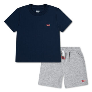Levis Kids T-Shirt & Sweatbermudas "LVB BATWING TEE & KNIT SHORT" Set, 2 mit kleinem Logo-Batwing-Print