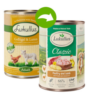 Lukullus Naturkost Adult Getreidefrei 6 x 400 g - Rind & Truthahn