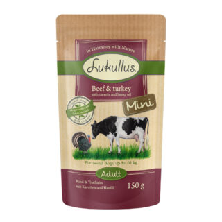 Lukullus Naturkost Adult Mini Getreidefrei 6 x 150 g - Mixpaket (3 Sorten)