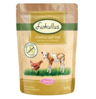 Lukullus Naturkost Junior Getreidefrei Frischebeutel 6 x 300 g - Geflügel & Wild