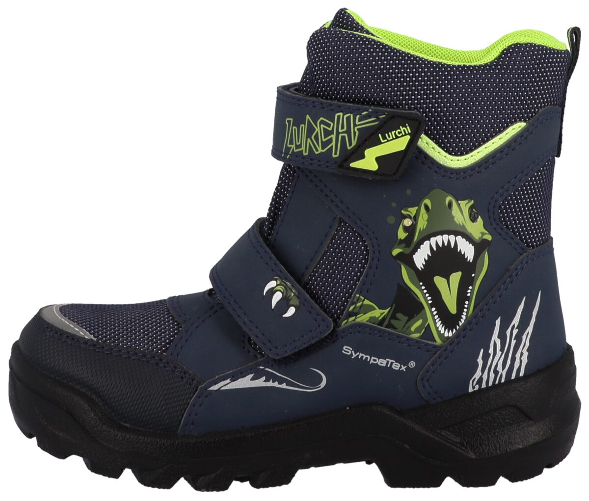 Lurchi Klettboot "Kolin-SYMPATEX, Blinkschuh" Boots mit coolem Dino-Motiv, Größenschablone zum Download