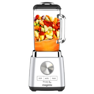 Magimix Power Blender 5XL Chrom Matt (1500 W) mit 2,85-Ltr. Glas-Mix-Behälter