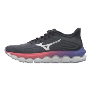 Mizuno Wave Horizon 8 Damen-Laufschuhe Gr. 38 – Komfort für lange Distanzen in Odyssey Grau/Weiß/Strahlendes Koralle