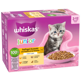 Multipack Whiskas Junior Frischebeutel 12 x 85 g - Klassische Auswahl in Sauce