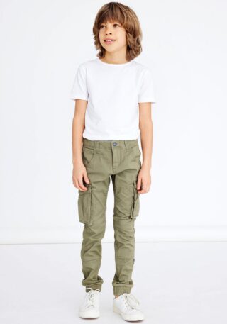 Name It Cargohose "NKMRYAN – für Jungen mit verstellbarem Bund und Stretchkomfort" unifarben, casual, regular fit, Twill