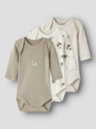 Name It Langarmbody "NBNBODY 3P LS ANIMAL NOOS" Packung, 3 tlg.