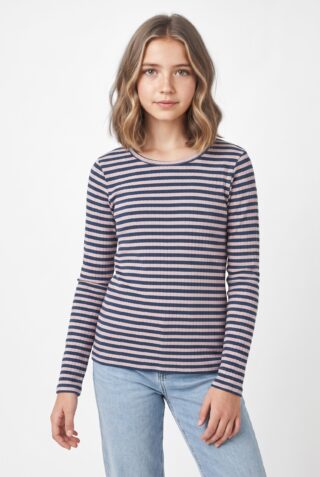Name It Langarmshirt "NKFSURAJA XSL LS TOP NOOS" toller Ringel-Look in gerippter Qualität
