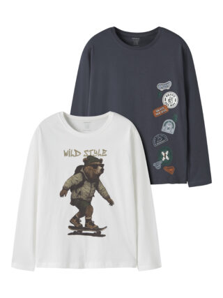 Name It Langarmshirt "NKMVAGNO 2P LS LOOSE TOP" Packung, 2er-Pack, 2 Baumwolle, loose fit, Print