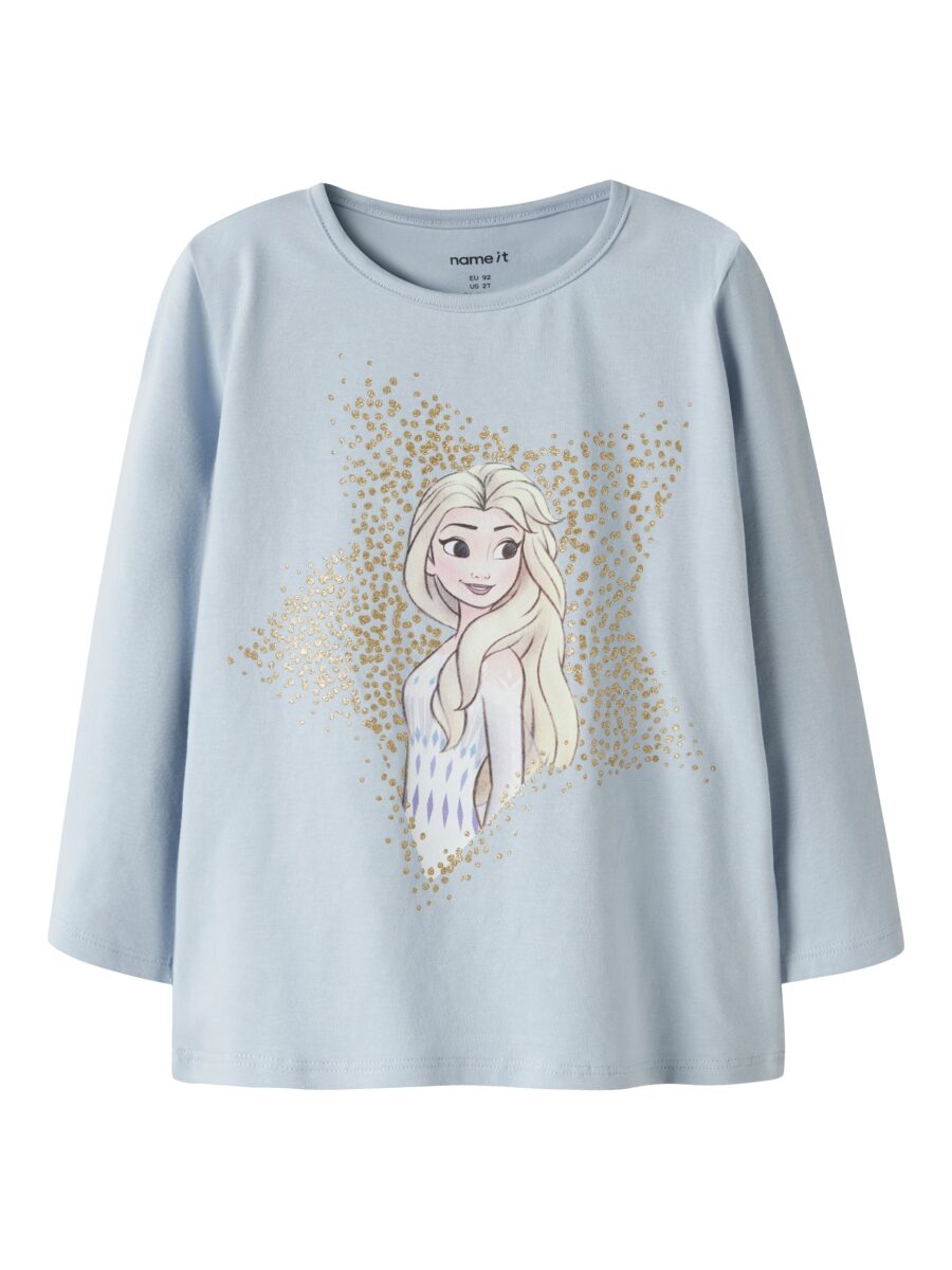 Name It Langarmshirt "NMFSOMA FROZEN LS NREG TOP WDI" Baumwollmischung, regular fit, die Eiskönigin: mit Elsa Glitzerdruck