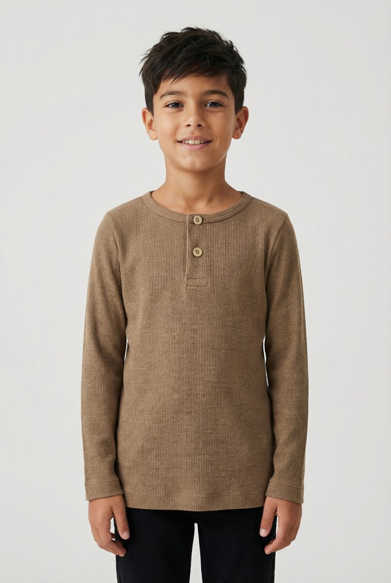 Name It Langarmshirt "NMMKAB LS TOP NOOS" Im Henley-Stil - mit kurzer Knopfleise, normal geschnitten