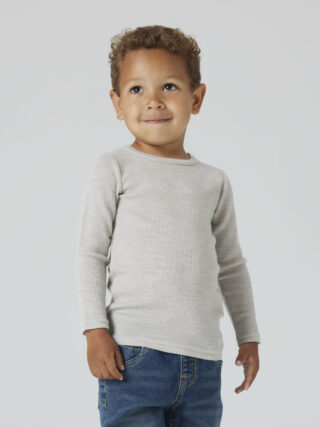 Name It Langarmshirt "NMNWAX WOOL RIB LS TOP NOOS" aus reiner Merinowolle