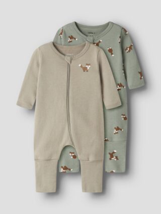 Name It Schlafanzug "NBMNIGHTSUIT 2P ZIP FF FOX NOOS" Packung, 2 tlg. zweiteiliges Set, aus Baumwolle, bequeme Passform, pflegeleicht