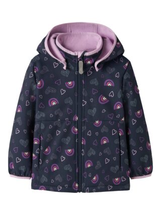 Name It Softshelljacke "NMFMALTA05 SOFTSHELL JACKET AOP FO1" mit Kapuze Materialmix, wasserdicht, winddicht