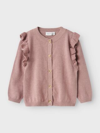 Name It Strickjacke "NMFABINNE LS KNIT CARD NOOS" mit süßer Rüsche an den Schultern