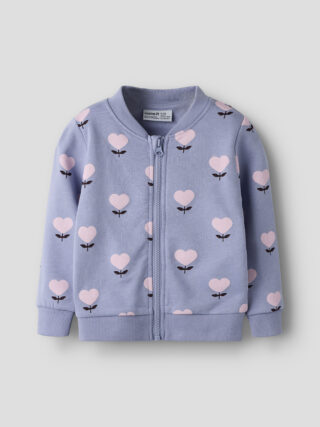Name It Sweatjacke "NMFOLINIAS LS SWE CARD BRU PB" Baumwolle, Alloverdruck