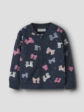 Name It Sweatjacke "NMFOLINIAS LS SWE CARD BRU PB" Baumwolle, Alloverdruck