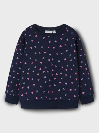 Name It Sweatshirt "NMFDAVINA LS SWEAT FLEECE BRU NOOS", in klassischer Form und mit tollem Alloverprint